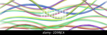 Abstract background of wavy intertwining colored lines on white Stock Vector