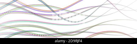 Abstract background of wavy intertwining colored lines on white Stock Vector