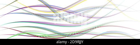 Abstract background of wavy intertwining colored lines on white Stock Vector