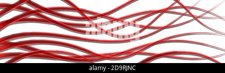 Abstract background of wavy intertwining lines with shadows, red on white Stock Vector