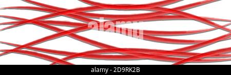 Abstract background of wavy intertwining lines with shadows, red on white Stock Vector