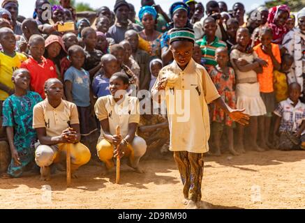 Boy dancing, Gaani Celebration in Gamia village Stock Photo