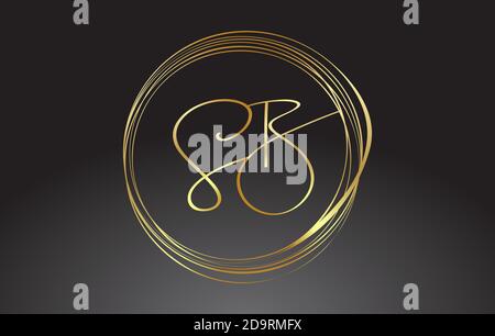 Golden Letters SB S B signature monogram vector logo. Simple SB S B Icon with Circular Pattern. Creative Handwritten Vector Illustration with letter S Stock Vector