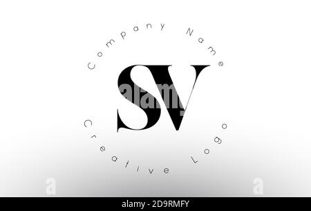Letters SV S V Logo with a minimalist design. Simple SV S V Icon with Circular Name Pattern. Creative Stamp Vector Illustration with letters S and V. Stock Vector