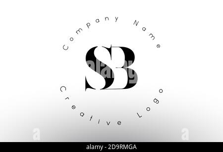 Letters SB S B Logo with a minimalist design. Simple SB S B Icon with Circular Name Pattern. Creative Stamp Vector Illustration with letters S and B. Stock Vector