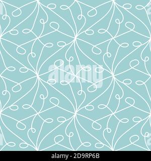 white ornament seamless vector pattern on blue Stock Vector