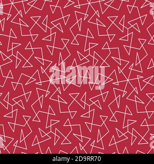 white geometric seamless vector pattern on red Stock Vector