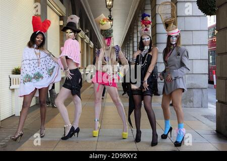 London, UK. 07th Nov, 2020. Models showcase Pierre Garroudi collection during the flash mob fashion show in Central London. Credit: SOPA Images Limited/Alamy Live News
