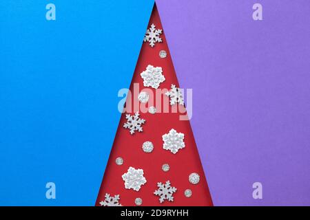 Christmas tree composition. Minimal art concept. Top view. Flat lay Stock Photo