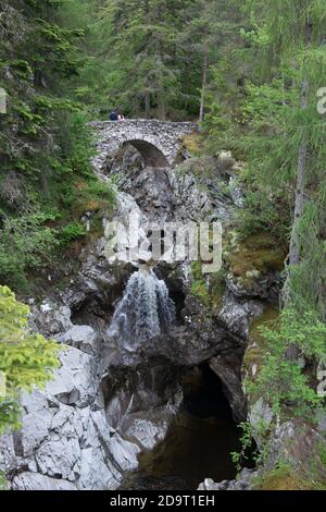 View of Lower Bridge over the Falls of Bruar, Perthshire, Scotland, UK. Stock Photo