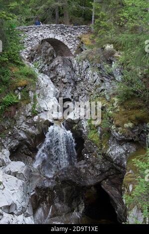 View of Lower Bridge over the Falls of Bruar, Perthshire, Scotland, UK. Stock Photo