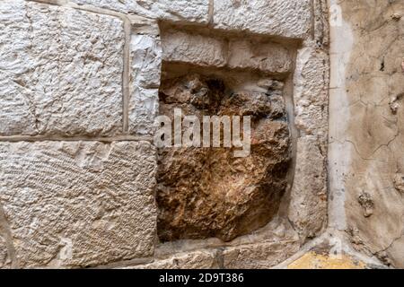 Handprint of Jesus in Jerusalem Stock Photo