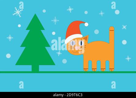 Cute cat in the forest. Stock Vector