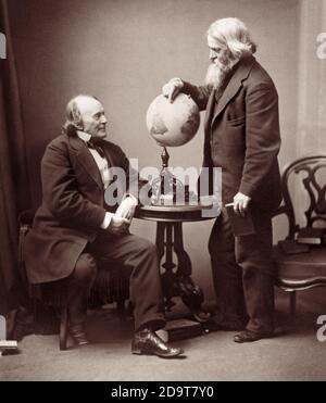 Harvard professors Louis Agassiz (1807-1873) and Benjamin Peirce (1809-1880), in Boston, Massachusetts, 1871. (USA) Stock Photo