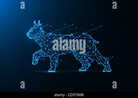 Lynx in polygonal style. Wild cat made from lines and dots. Abstract art Stock Vector