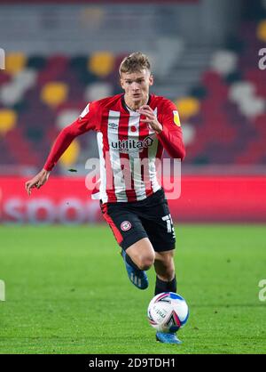 Brentford, UK. 07th Nov, 2020. Brentford's Marcus Forss during the Sky Bet Championship behind closed doors match between Brentford and Middlesbrough at the Brentford Community Stadium, Brentford, England on 7 November 2020. Photo by Andrew Aleksiejczuk/PRiME Media Images. Credit: PRiME Media Images/Alamy Live News Stock Photo