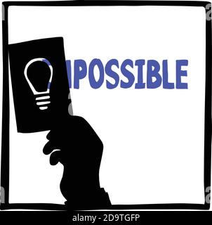 silhouette hand of businessman using idea to change impossible to possible vector illustration sketch doodle hand drawn isolated on white square backg Stock Vector