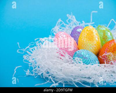 Happy Easter. Congratulatory easter background. Easter eggs. concept of the Holy Easter holiday Stock Photo