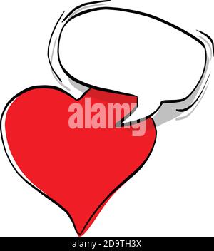 red heart shape with speech bubble vector illustration sketch doodle hand drawn with black lines isolated on white background Stock Vector