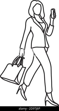 Woman hand bag in hand drawn doodle style. Vector illustration