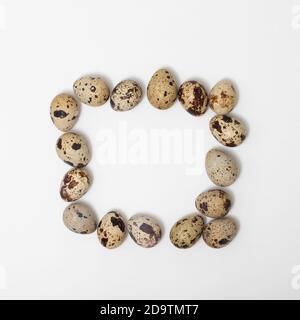 frame for your photo or caption of quail eggs on a white background Stock Photo