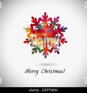 A multi-colored abstraction of a snowflake. Merry Christmas. Mixed media. Vector illustration Stock Vector