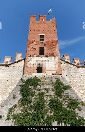 Tower of the medieval castle of Soave, Italy Stock Photo