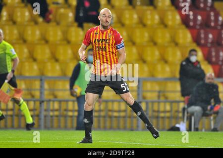 Benevento, Italy. 07th Nov, 2020. Luca Caldirola player of Benevento, during the match of the Italian Serie A football championship between Benevento vs Spezia final result 0-3, match played at the Ciro Vigorito stadium in Benevento. Italy, 07 November, 2020. (Photo by Vincenzo Izzo/Sipa USA) Credit: Sipa USA/Alamy Live News Stock Photo