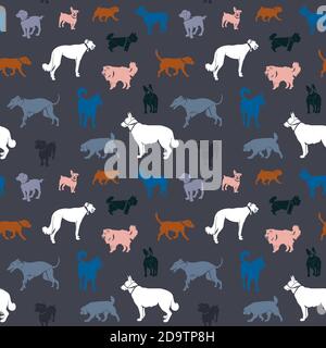 Seamless pattern. Dogs of different breeds Stock Vector