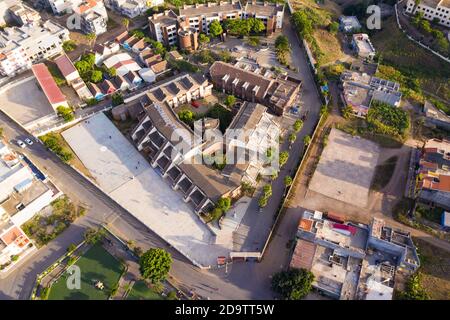 Aerial view of Assomada city in Santa Catarina district of Santiago Island in Cape verde Stock Photo