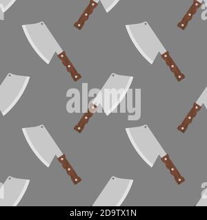 Knives Seamless Pattern on Grey. Kitchen Accessories Stock Vector