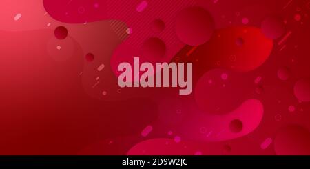 Red background With proportions and components in a fluid, wavy shape and color gradation. Stock Vector