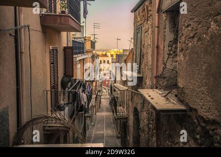 Characteristic alleyway belonging to the city of Licata in Sicily Stock Photo