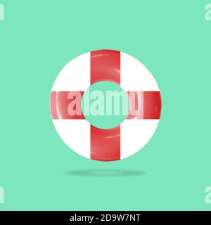 Lifebuoy for helping people in the water isolated on pastels color background, with clipping path. Stock Photo