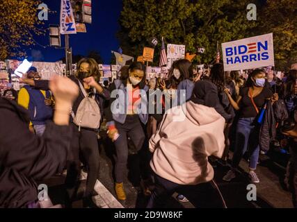 November 07, 2020, Washington, DC -- Celebrations continued in Washington, DC after the announcement that JoeBiden is the new President-Elect. Stock Photo