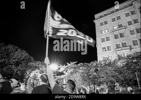 November 07, 2020, Washington, DC -- Celebrations continued in Washington, DC after the announcement that JoeBiden is the new President-Elect. Stock Photo