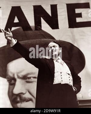Orson Welles playing the part of Charles Foster Kane in the 1941 classic film, Citizen Kane. Stock Photo