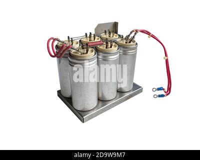Group of capacitors isolated on white background. Stock Photo