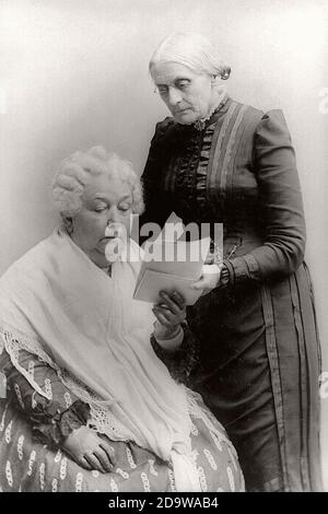 Elizabeth Cady Stanton (seated) with Susan B. Anthony (standing), circa 1900 Stock Photo