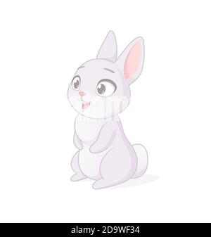 Cute grey rabbit cartoon character illustration Stock Vector Image ...