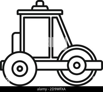 Builder road roller icon, outline style Stock Vector