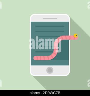 Smartphone fraud worm icon, flat style Stock Vector