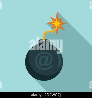 Email fraud bomb icon, flat style Stock Vector