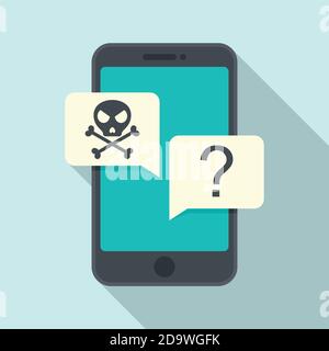 Hacked smartphone icon, flat style Stock Vector
