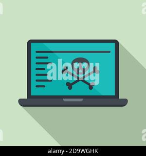 Hacked laptop icon, flat style Stock Vector