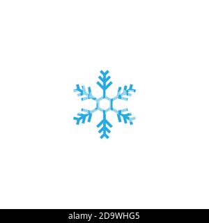 blue flat snowflake icon isolated on white. Freeze, cold, ice pictogram. Vector illustration. Web button. Christmas label. winter sign. Stock Vector