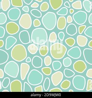 Seamless abstract pattern with blue and green shabby spots and blots on white background. Geometric background. Vector illustration. Membrane or diaph Stock Vector
