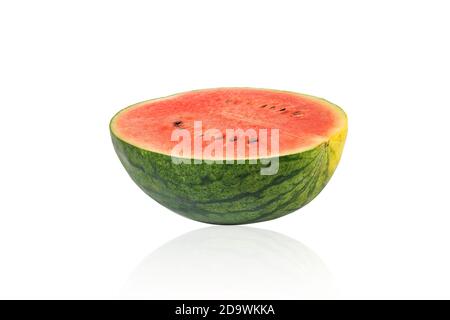Watermelon half cut sliced isolated on white background-with clipping path. Stock Photo