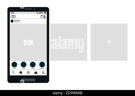 Smartphone with carousel interface post on social network Stock Vector
