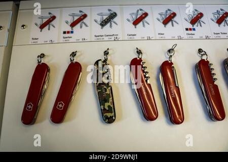 The Victorinox Swiss Army Knife on display at a local shop Stock Photo